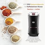 KYG Kaffeemühle 300W Elektrische Kaffeemühle Kaffeebohnen Nüsse Gewürze Getreide Mühle mit Edelstahlmesser 50g Fassungsvermögen (schwarz) - 5