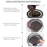 KYG Kaffeemühle 300W Elektrische Kaffeemühle Kaffeebohnen Nüsse Gewürze Getreide Mühle mit Edelstahlmesser 50g Fassungsvermögen (schwarz) - 6