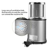 KYG Kaffeemühle Elektrische Kaffeemühle 300W 120g Fassungsvermögen für Kaffeebohnen Nüsse Gewürze Getreide Kräuter Mühle mit 2 abnehmbare Edelstahlbehälter mit Edelstahlmesser& Spezialmesser Edelstahl - 7