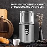 KYG Kaffeemühle Elektrische Kaffeemühle 300W 120g Fassungsvermögen für Kaffeebohnen Nüsse Gewürze Getreide Kräuter Mühle mit 2 abnehmbare Edelstahlbehälter mit Edelstahlmesser& Spezialmesser Edelstahl - 8