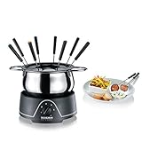 SEVERIN Fondue mit abnehmbarem Edelstahltopf, ca. 800 W, Inkl. Spritzschutz und 8 Fondue-Gabeln, FO 2400 - 3