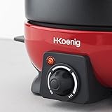 H.Koenig ALP1800 elektrisches Fondue Set / 6 Personen / 6 Fonduegabeln / Temperatur 25°C bis 190°C / 2 L / Antihaftbeschichtung / 800 W / rot/schwarz - 4