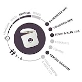Reishunger Reiskocher (1,2l / 500W / 220V) Warmhaltefunktion, hochwertiger Innentopf, Löffel und Messbecher - Reis für bis zu 6 Personen - 6