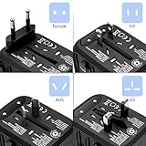 USB Reiseadapter Reisestecker, Universal Travel Adapter Reiseadapter Weltweit Steckenadapter USB Stecker Steckdose Adapter mit 3*USB Ports+1*Type C für 224 Ländern Europa UK Australien USA China - 3