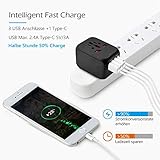 USB Reiseadapter Reisestecker, Universal Travel Adapter Reiseadapter Weltweit Steckenadapter USB Stecker Steckdose Adapter mit 3*USB Ports+1*Type C für 224 Ländern Europa UK Australien USA China - 4