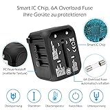 USB Reiseadapter Reisestecker, Universal Travel Adapter Reiseadapter Weltweit Steckenadapter USB Stecker Steckdose Adapter mit 3*USB Ports+1*Type C für 224 Ländern Europa UK Australien USA China - 5