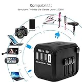 USB Reiseadapter Reisestecker, Universal Travel Adapter Reiseadapter Weltweit Steckenadapter USB Stecker Steckdose Adapter mit 3*USB Ports+1*Type C für 224 Ländern Europa UK Australien USA China - 6