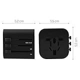 kwmobile Universal Reiseadapter für 150 Länder - Stromadapter Stecker für Europa UK Australien USA - Universeller Weltreise Reisestecker - Schwarz - 4