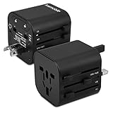 kwmobile Universal Reiseadapter für 150 Länder - Stromadapter Stecker für Europa UK Australien USA - Universeller Weltreise Reisestecker - Schwarz - 5