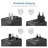HUANUO Reiseadapter Weltweit für 224 Ländern mit 4 USB Ports + 1 AC Steckdose mit LED-Anzeige - 2