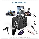 HUANUO Reiseadapter Weltweit für 224 Ländern mit 4 USB Ports + 1 AC Steckdose mit LED-Anzeige - 3