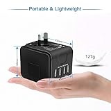 HUANUO Reiseadapter Weltweit für 224 Ländern mit 4 USB Ports + 1 AC Steckdose mit LED-Anzeige - 4