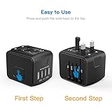 HUANUO Reiseadapter Weltweit für 224 Ländern mit 4 USB Ports + 1 AC Steckdose mit LED-Anzeige - 8