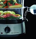 Russell Hobbs Dampfgarer 9,0l (60 Minuten Timer + Abschaltautomatik), 3 spülmaschinengeeignete Dampfgarbehälter + Reisschale + 6 Eierhalter, BPA-frei, Dampfkocher Cook@Home 19270-56 - 3