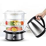 Aigostar Fitfoodie Steel 30INA - Dampfgarer mit Timer (800 W, 9 L) silber/schwarz. EINWEGVERPACKUNG. - 4
