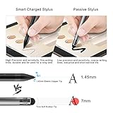 Active Stylus Stift für sämtliche Touchscreens. Wiederaufladbarer Eingabestift Pencil mit 1,45mm feiner Spitze, der kapazitive Stylus ist kompatibel für Apple iPad, iPhone und Samsung Tablets (Black) - 2