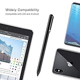 Active Stylus Stift für sämtliche Touchscreens. Wiederaufladbarer Eingabestift Pencil mit 1,45mm feiner Spitze, der kapazitive Stylus ist kompatibel für Apple iPad, iPhone und Samsung Tablets (Black) - 4