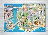 House of Kids – 94074 – Spiel-Teppich, Umkehrbar – Motiv: Straßen am Meer - 3