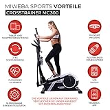 Miweba Sports Crosstrainer MC300 Stepper Ellipsentrainer Heimtrainer - App Steuerung - 21 Kg Schwungmasse - Pulsgurt - Magnetbremse (Weiß Schwarz) - 2