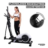 Miweba Sports Crosstrainer MC300 Stepper Ellipsentrainer Heimtrainer - App Steuerung - 21 Kg Schwungmasse - Pulsgurt - Magnetbremse (Weiß Schwarz) - 4
