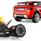 XOMAX XM-018 Universal Auto Rückfahrkamera Set mit 8 LED Leuchten für gute Nachtsicht, Einparkhilfe mit farbigen Distanz-Linien im Bild, 5m Kabel, Cinch RCA Anschluss, PAL und NTSC, Weitwinkel 170° Grad, 12V Betrieb, inkl. Bohraufsatz - 2