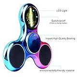 Fidget Spinner Hand Spinner Quimat LED Licht AN Finger Spielzeug EDC 18 Modi Blinken Perfekt für Kind Erwachsene hilft Anti-Angst Konzentration um Langeweile Stress zu lindern Hochgeschwindigkeit (Farbig/Regenbogen) - 3