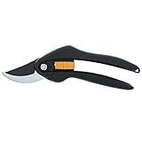 Fiskars Bypass-Gartenschere für frische Äste und Zweige, Antihaftbeschichtet, Hochwertige Stahl-Klingen, Länge 20 cm, Schwarz/Orange, SingleStep, P26, 1000567 - 2