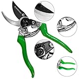 GRÜNTEK Gartenschere FALKE Teflon Baumschere mit Klinge 48 mm aus japanischem SK5 Stahl, Pflanzenschere TEFLON beschichtet, Comfort Bypass Rebschere Rosenschere. 45 -Tage - Zufriedenheitsgarantie! - 8