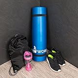 Proworks Große Premium Yogamatte Gepolstert & Rutschfest für Fitness Pilates & Gymnastik mit Tragegurt in Blau - [Maße 183cm Länge 60cm Breite] - Phtalatfrei - 6