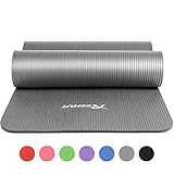 Reehut 12mm NBR Gymnastikmatte + Tragegurt Extra-Dick Rutschfest Phthalatenfrei Unisex Sportmatte für Yoga Pilates Fitness Gymnasitk, 181 x 61 cm（Grey） - 2