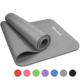 Reehut 12mm NBR Gymnastikmatte + Tragegurt Extra-Dick Rutschfest Phthalatenfrei Unisex Sportmatte für Yoga Pilates Fitness Gymnasitk, 181 x 61 cm（Grey） - 3