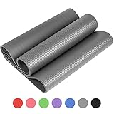 Reehut 12mm NBR Gymnastikmatte + Tragegurt Extra-Dick Rutschfest Phthalatenfrei Unisex Sportmatte für Yoga Pilates Fitness Gymnasitk, 181 x 61 cm（Grey） - 4