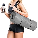 Reehut 12mm NBR Gymnastikmatte + Tragegurt Extra-Dick Rutschfest Phthalatenfrei Unisex Sportmatte für Yoga Pilates Fitness Gymnasitk, 181 x 61 cm（Grey） - 6