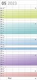 Bunte Wochen Familienplaner 2023 - Wandkalender mit Monatskalendarium, 5 Spalten, Schulferien, 3-Monats-Ausblick Januar bis März 2024 - 21 x 45 cm - 11