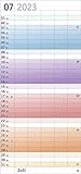 Bunte Wochen Familienplaner 2023 - Wandkalender mit Monatskalendarium, 5 Spalten, Schulferien, 3-Monats-Ausblick Januar bis März 2024 - 21 x 45 cm - 14