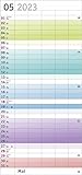 Bunte Wochen Familienplaner 2023 - Wandkalender mit Monatskalendarium, 5 Spalten, Schulferien, 3-Monats-Ausblick Januar bis März 2024 - 21 x 45 cm - 6