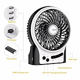 EasyAcc Mini Desktop USB Ventilator Personal Fan mit 2600 mAh aufladbarer Batterie Akku LED-Licht Beweglicher 3 Einstellbare Geschwindigkeiten für Indoor und Outdoor Aktivitäten - Schwarz - 3