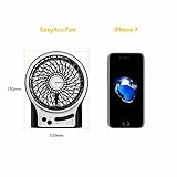 EasyAcc Mini Desktop USB Ventilator Personal Fan mit 2600 mAh aufladbarer Batterie Akku LED-Licht Beweglicher 3 Einstellbare Geschwindigkeiten für Indoor und Outdoor Aktivitäten - Schwarz - 6