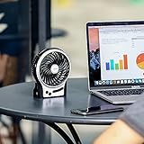 EasyAcc Mini Desktop USB Ventilator Personal Fan mit 2600 mAh aufladbarer Batterie Akku LED-Licht Beweglicher 3 Einstellbare Geschwindigkeiten für Indoor und Outdoor Aktivitäten - Schwarz - 8