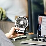 EasyAcc Mini Desktop USB Ventilator Personal Fan mit 2600 mAh aufladbarer Batterie Akku LED-Licht Beweglicher 3 Einstellbare Geschwindigkeiten für Indoor und Outdoor Aktivitäten - Schwarz - 9